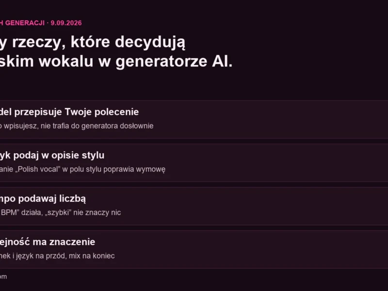 Cztery zasady pisania polecen do generatora piosenek AI