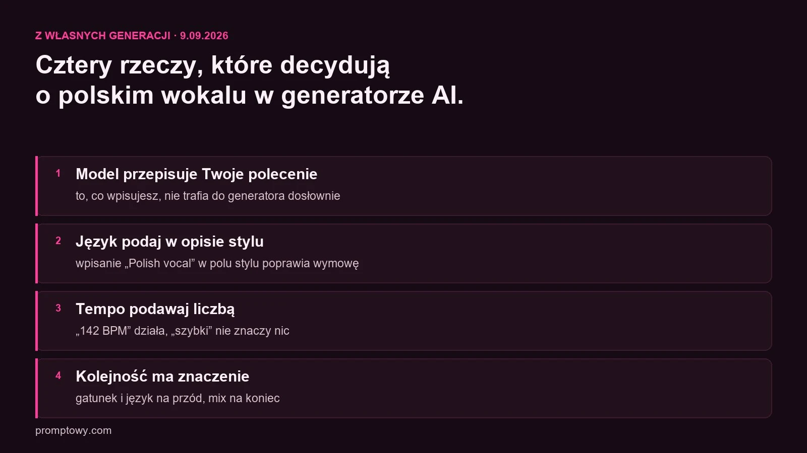 Cztery zasady pisania polecen do generatora piosenek AI