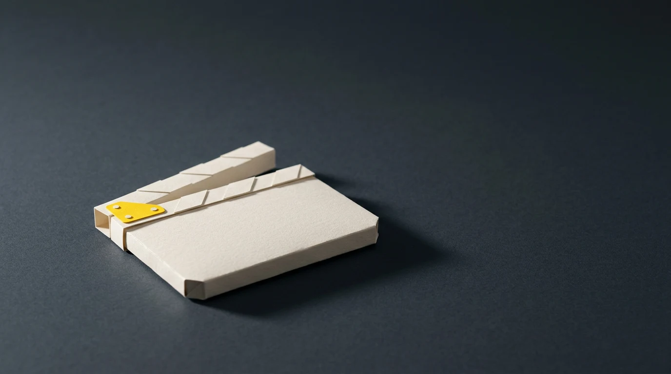 Miniature white clapboard prop with diagonal slats on a dark background.