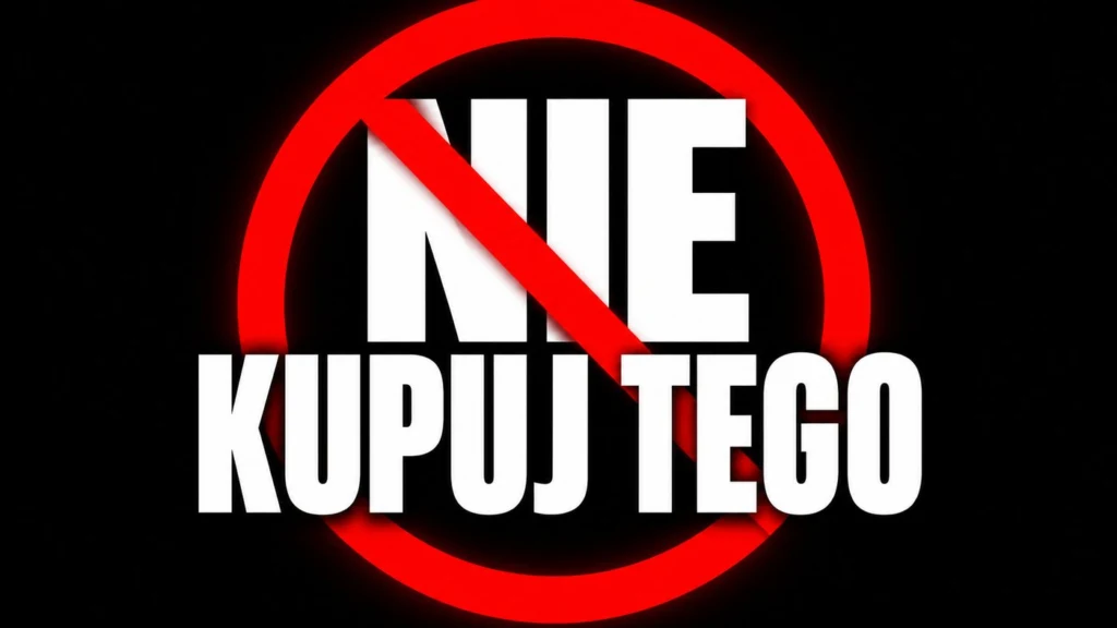 Miniatura YouTube z napisem NIE KUPUJ TEGO