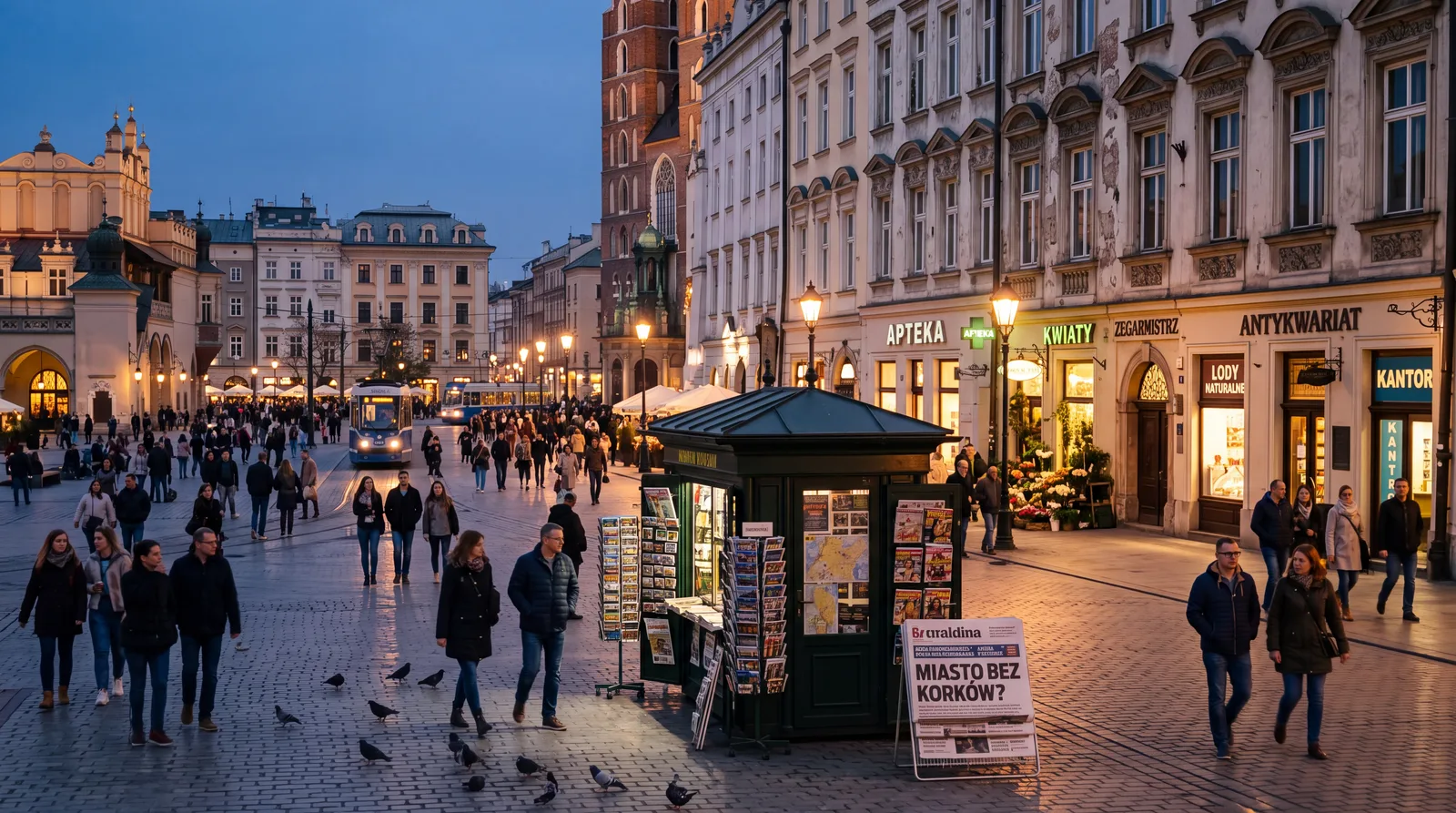 Nano Banana 2.1: Rynek Główny w Krakowie o zmierzchu w 4K