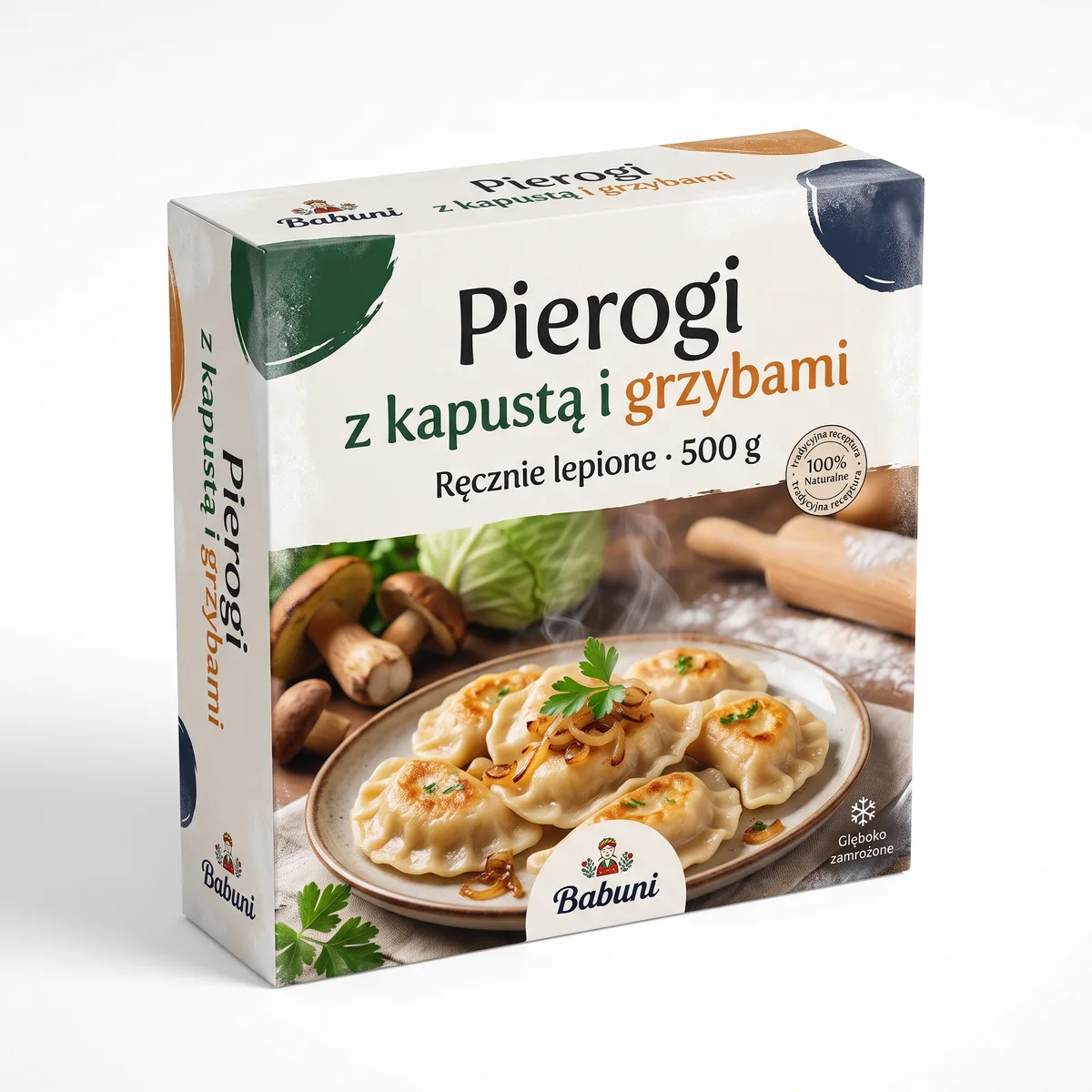 Nano Banana 2.1: pudełko pierogów z kapustą i grzybami