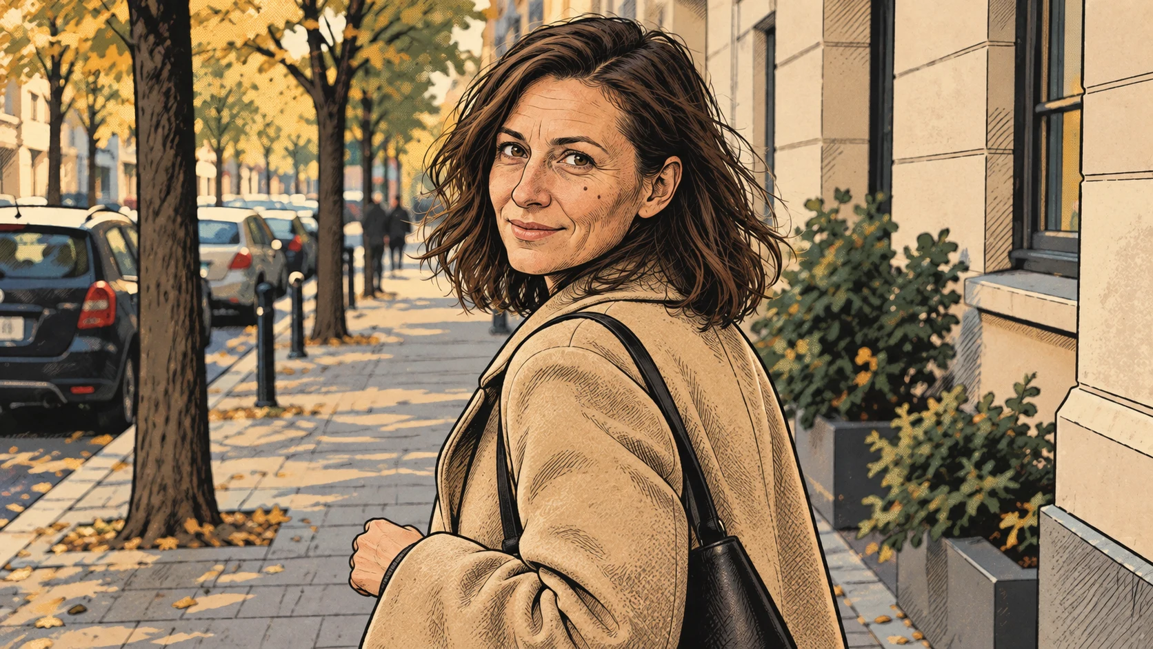 Komiksowy uliczny portret z tuszem i rastrem. - Promptowy Komiksowy uliczny portret z tuszem i rastrem.