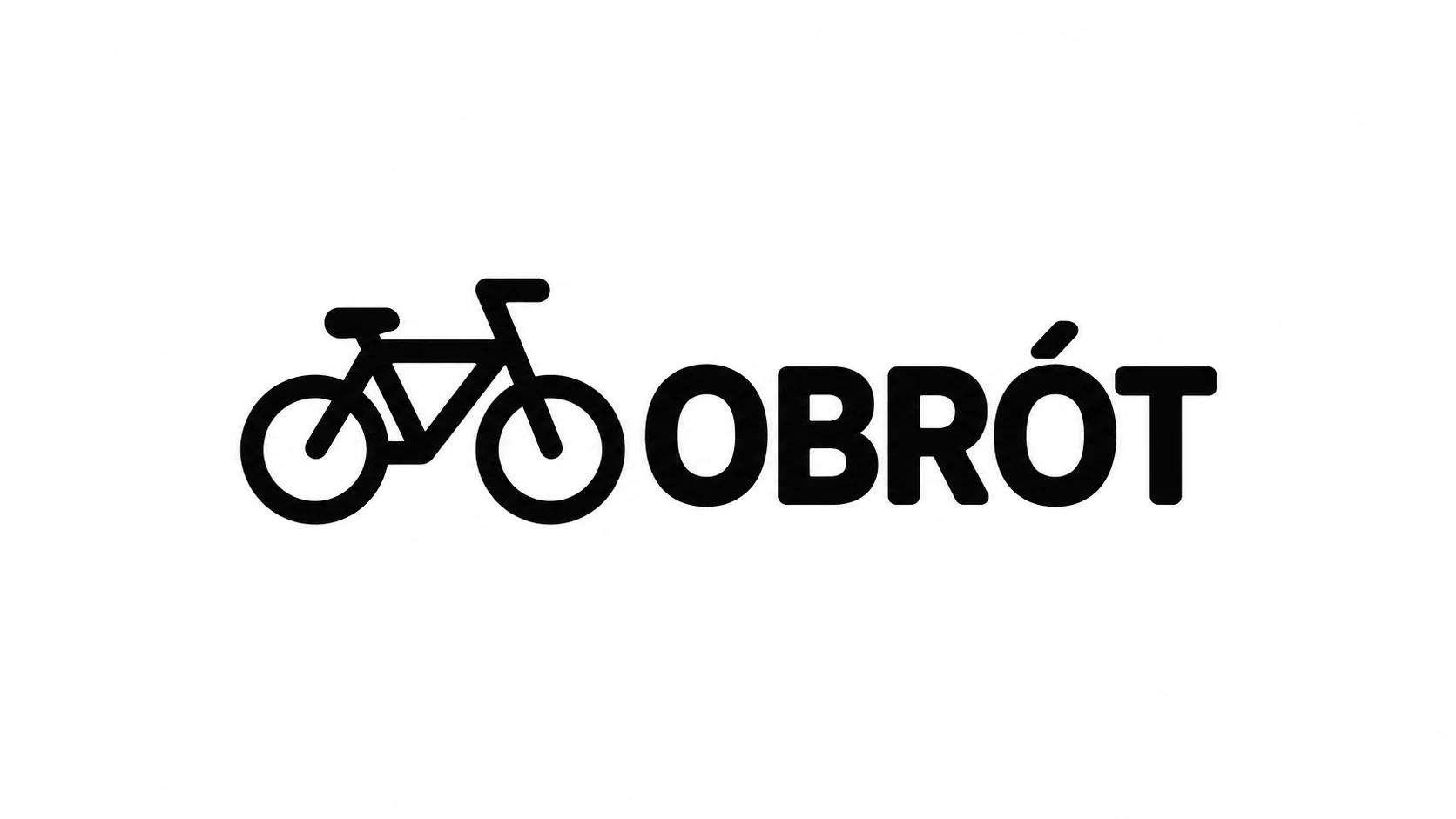 Uproszczony czarny rower przy logotypie OBRÓT.