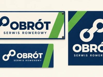 Granatowo-kremowa identyfikacja OBRÓT z zielonym akcentem. - Promptowy Granatowo-kremowa identyfikacja OBRÓT z zielonym akcentem.