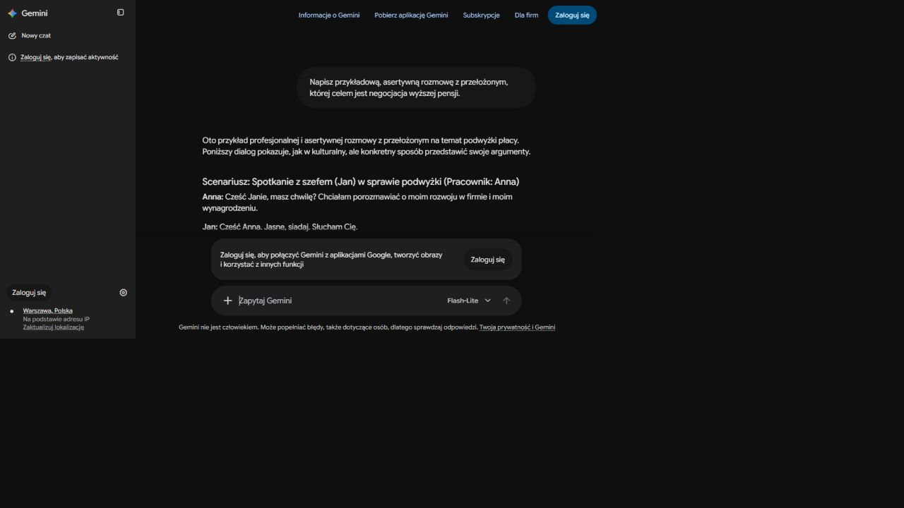 Początek fikcyjnego dialogu Anny z przełożonym o podwyżce