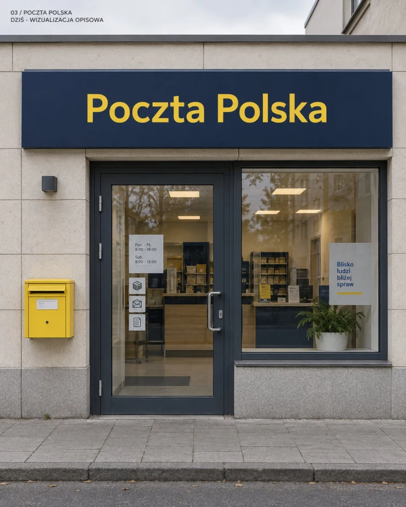 Makieta placowki pocztowej z obecnym szyldem
