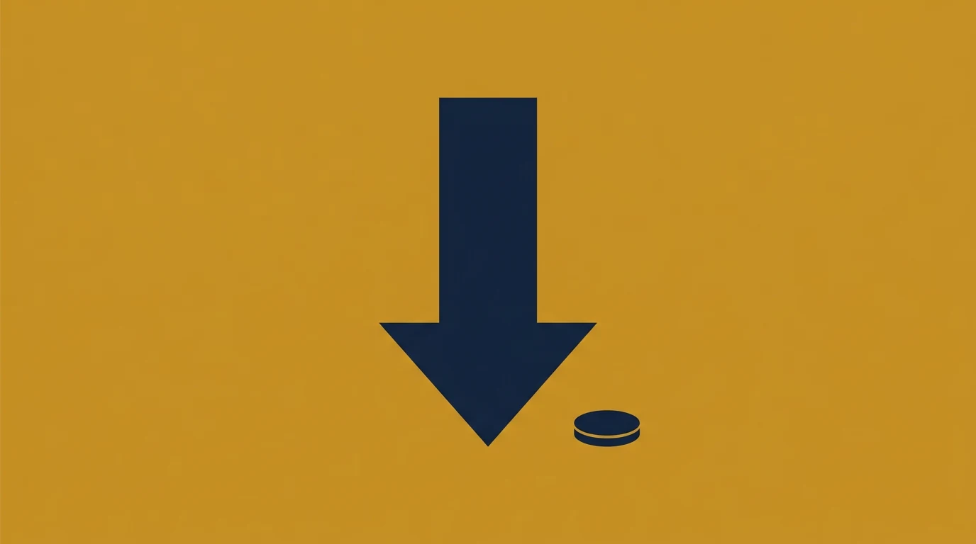 Navy downward arrow with a small disk on an orange background, indicating download.