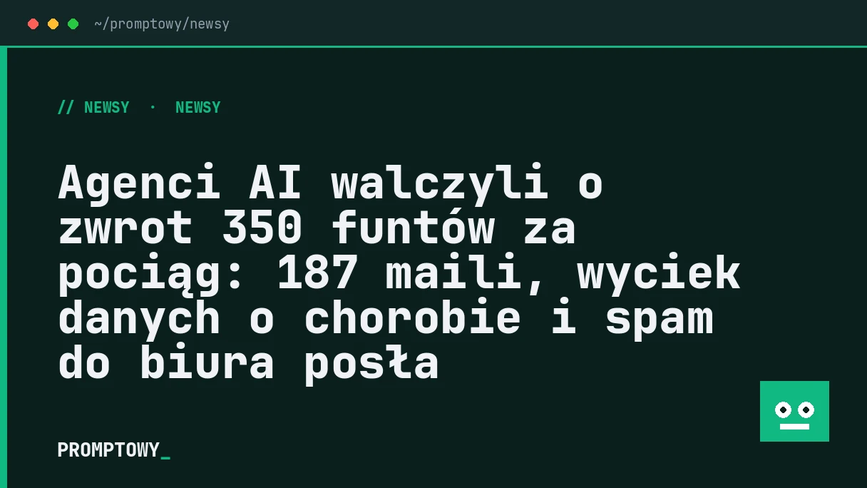 Agenci AI walczyli o zwrot 350 funtów za pociąg: 187 maili, wyciek danych o chorobie i spam do biura posła