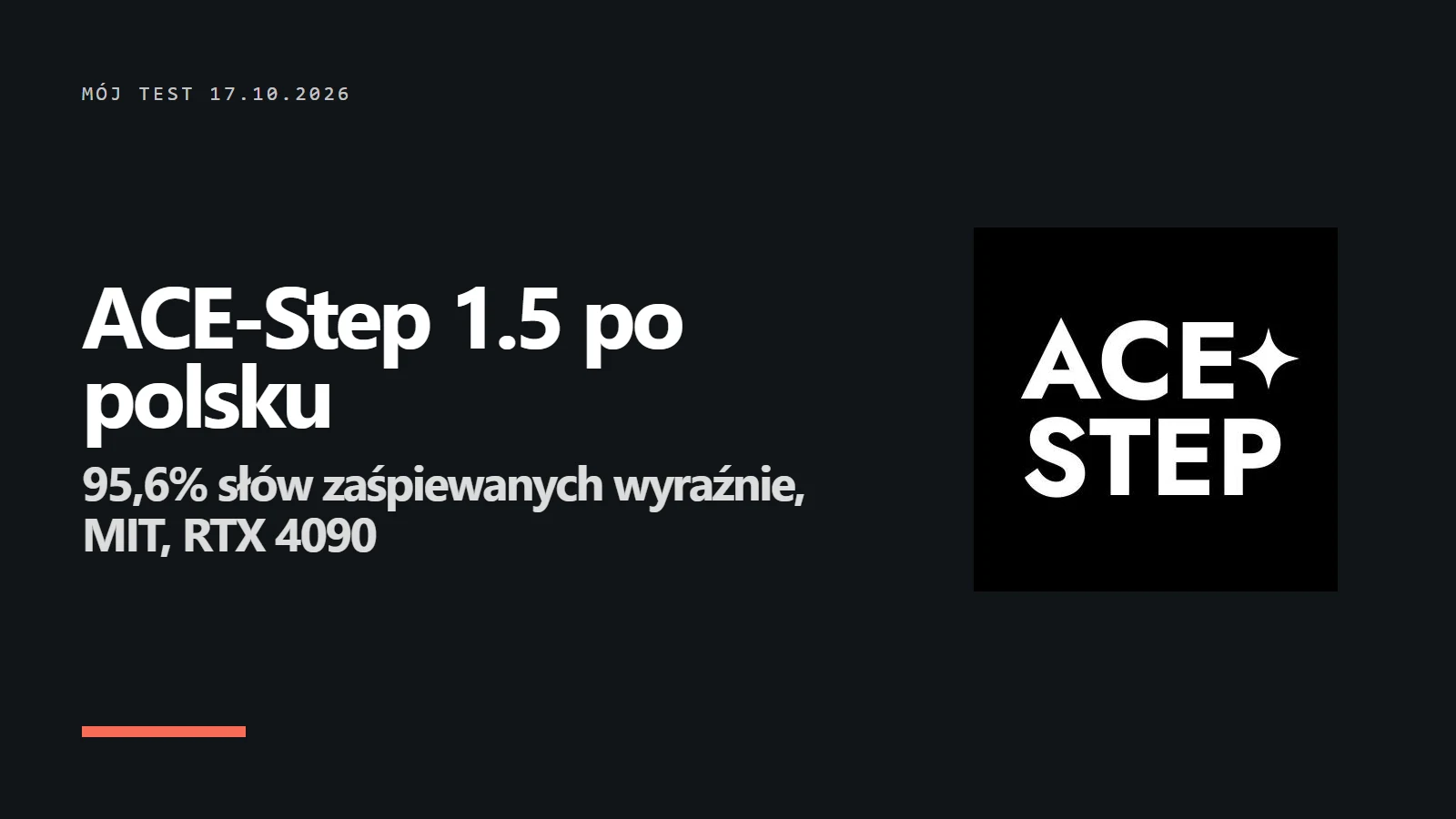 Napis ACE-Step 1.5 po polsku - 95,6% słów zaśpiewanych wyraźnie, MIT, RTX 4090
