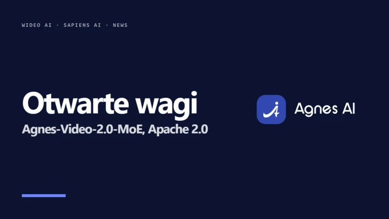Logo Agnes AI i napis Otwarte wagi - Agnes-Video-2.0-MoE na Apache 2.0