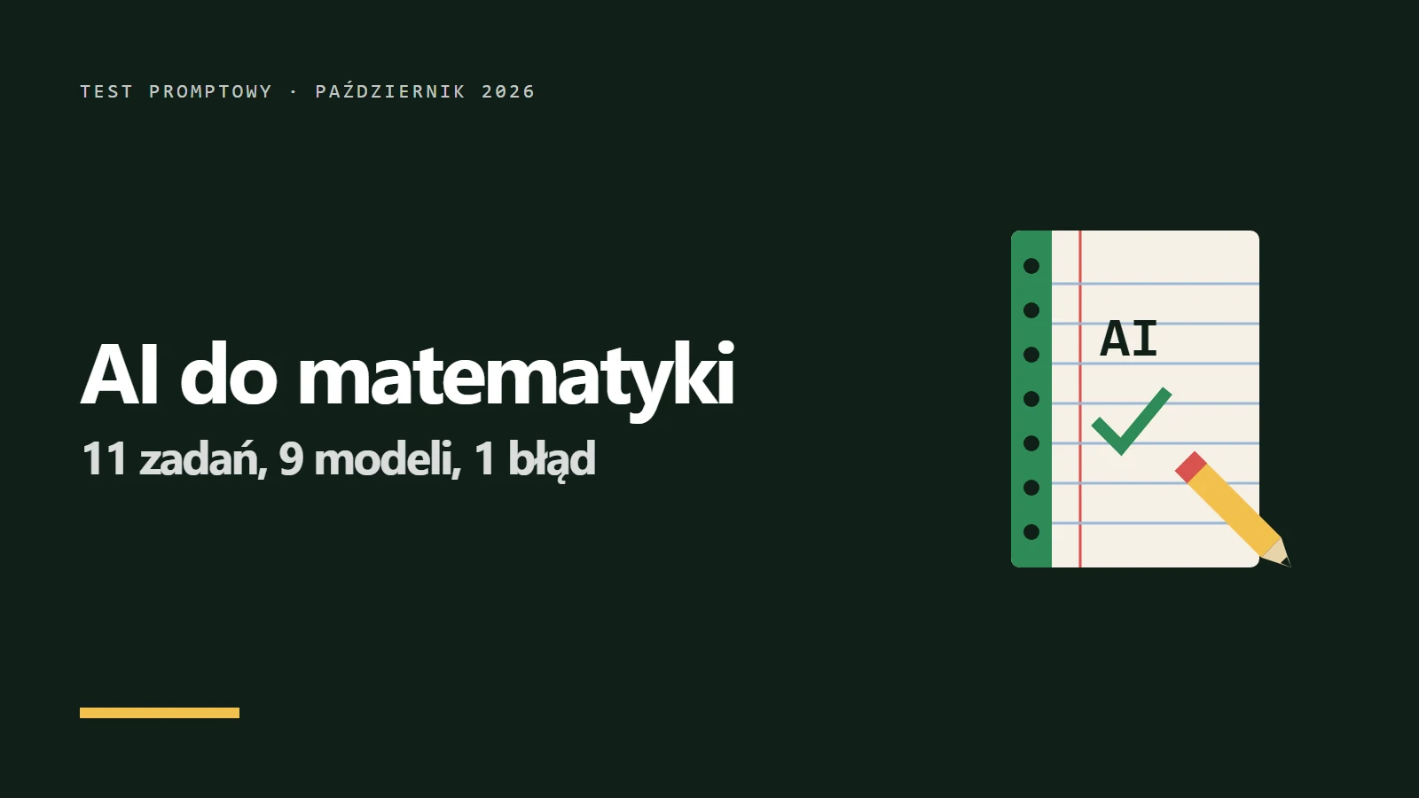 Zeszyt z napisem AI - test AI do matematyki na 11 zadaniach