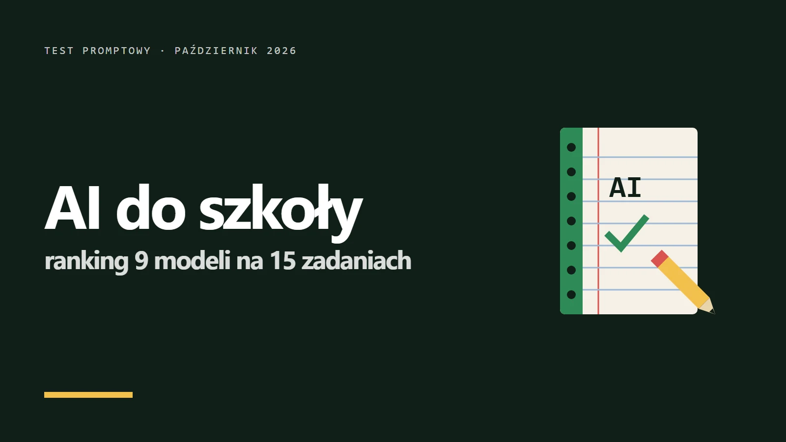 Zeszyt z napisem AI i ołówkiem - ranking AI do szkoły 2026