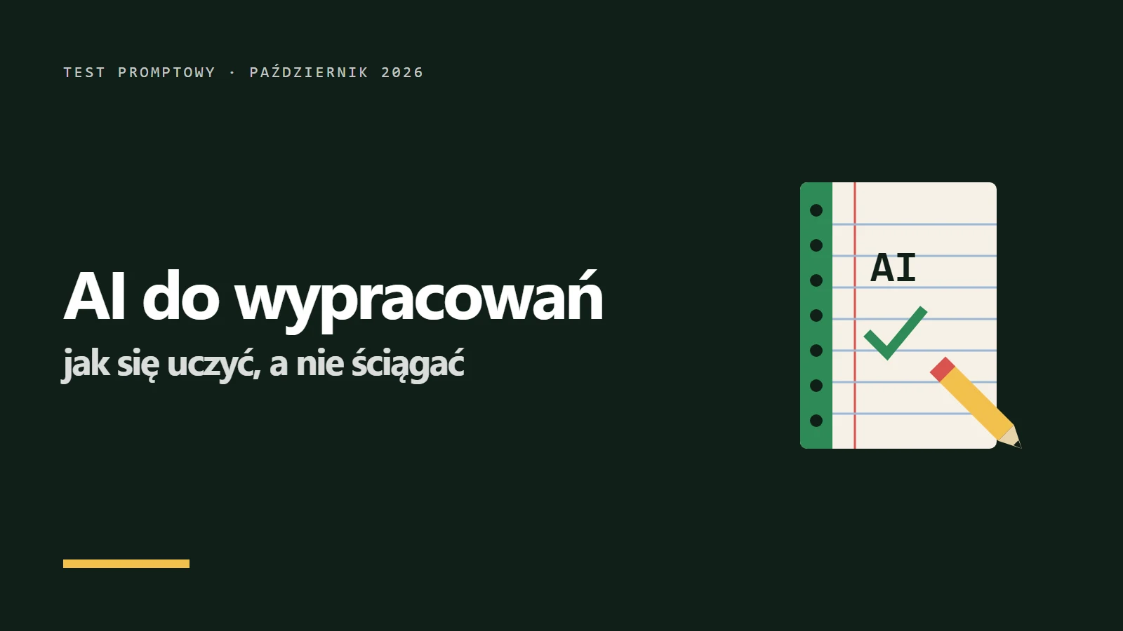 Zeszyt z napisem AI - jak pisać wypracowania z AI i się uczyć