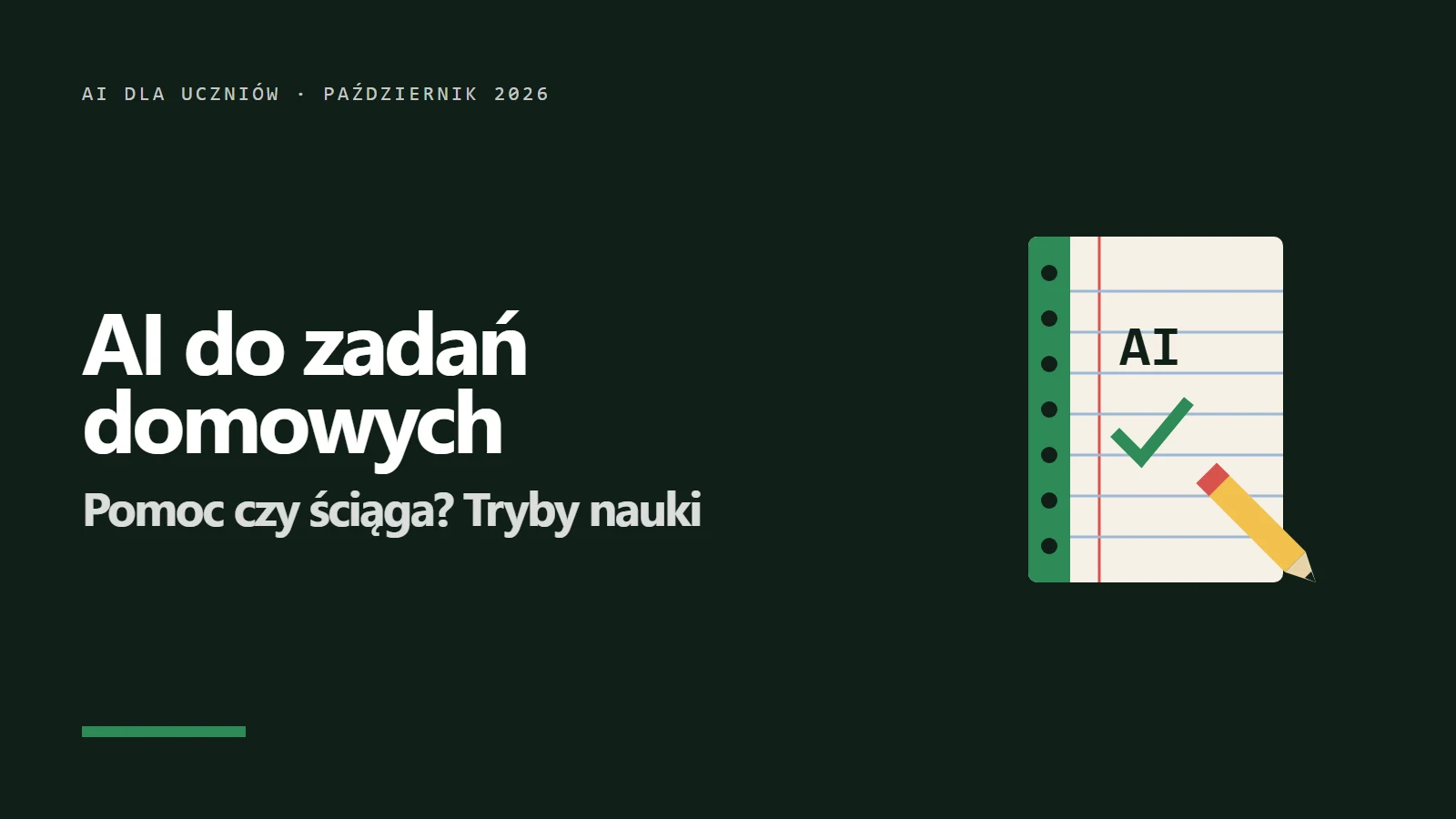 AI do zadań domowych: jak pomaga, kiedy to ściąga, tryby nauki - okładka