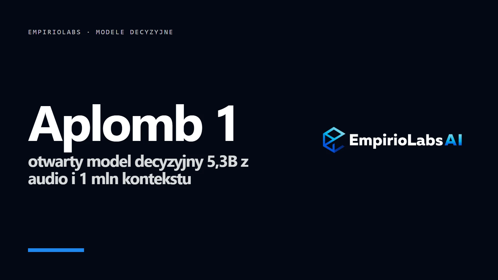 Logo EmpirioLabs i napis Aplomb 1 - otwarty model decyzyjny