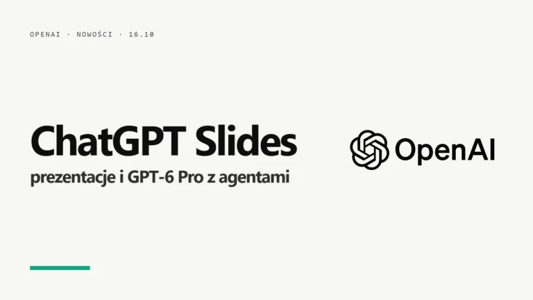 Logo i napis ChatGPT Slides - prezentacje i GPT-6 Pro z agentami