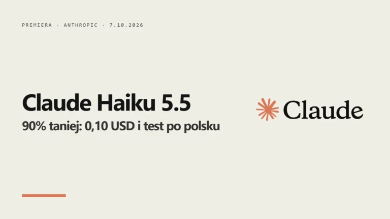 Claude Haiku 5.5 o 90% taniej: cena jak GPT-6 Luna i test po polsku