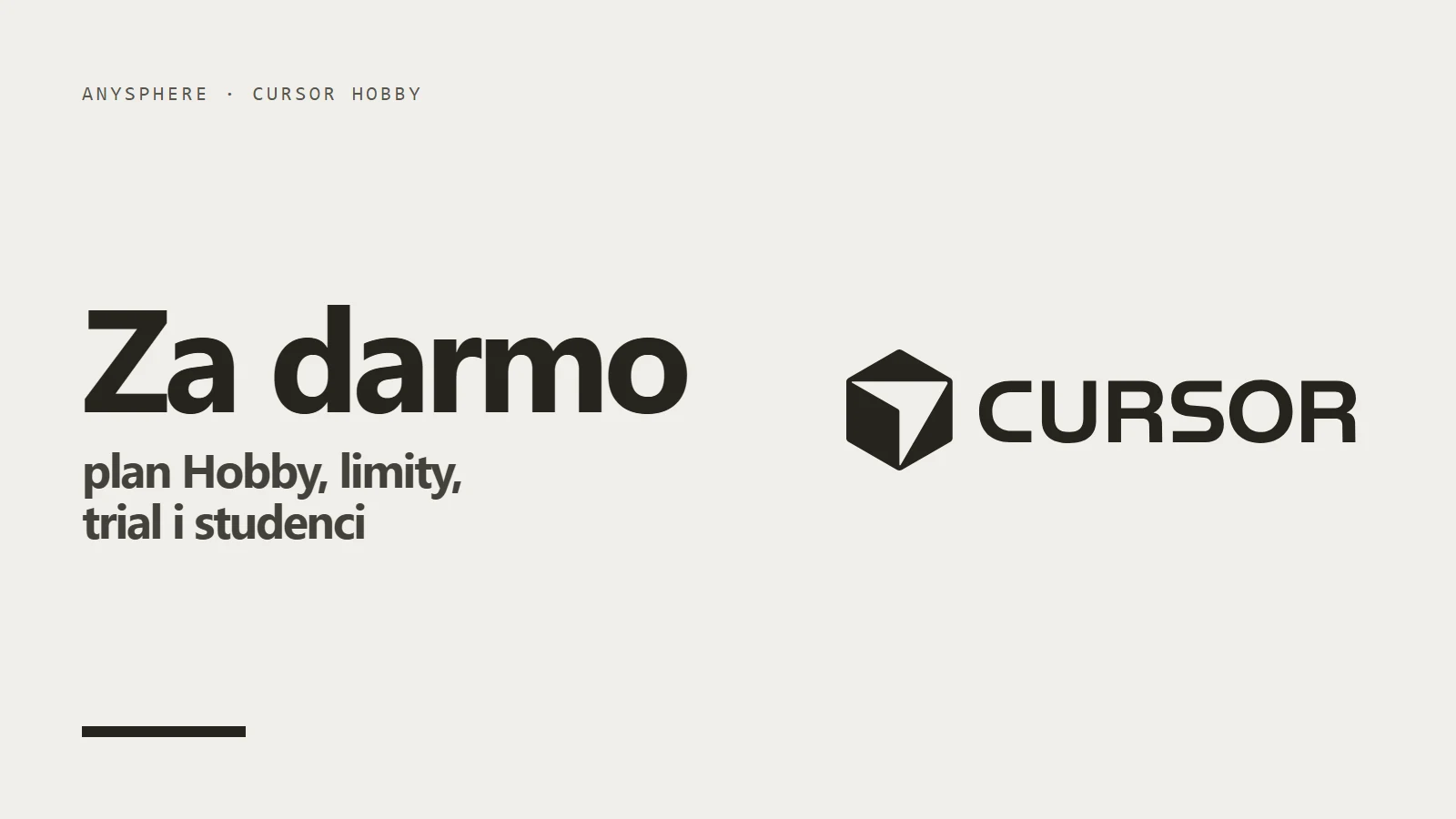 Logo Cursor - plan Hobby, czyli Cursor za darmo