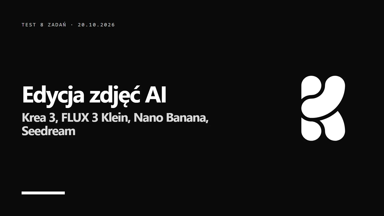 Logo i napis Edycja zdjęć AI - Krea 3, FLUX 3 Klein, Nano Banana, Seedream