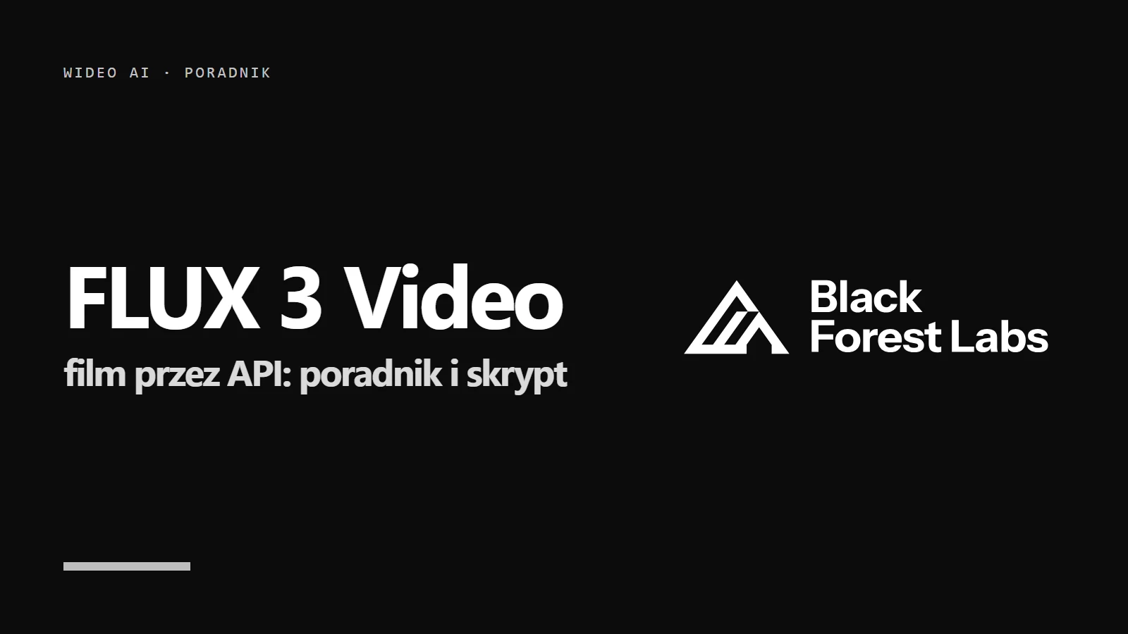Logo Black Forest Labs i napis FLUX 3 Video - film przez API, poradnik i skrypt