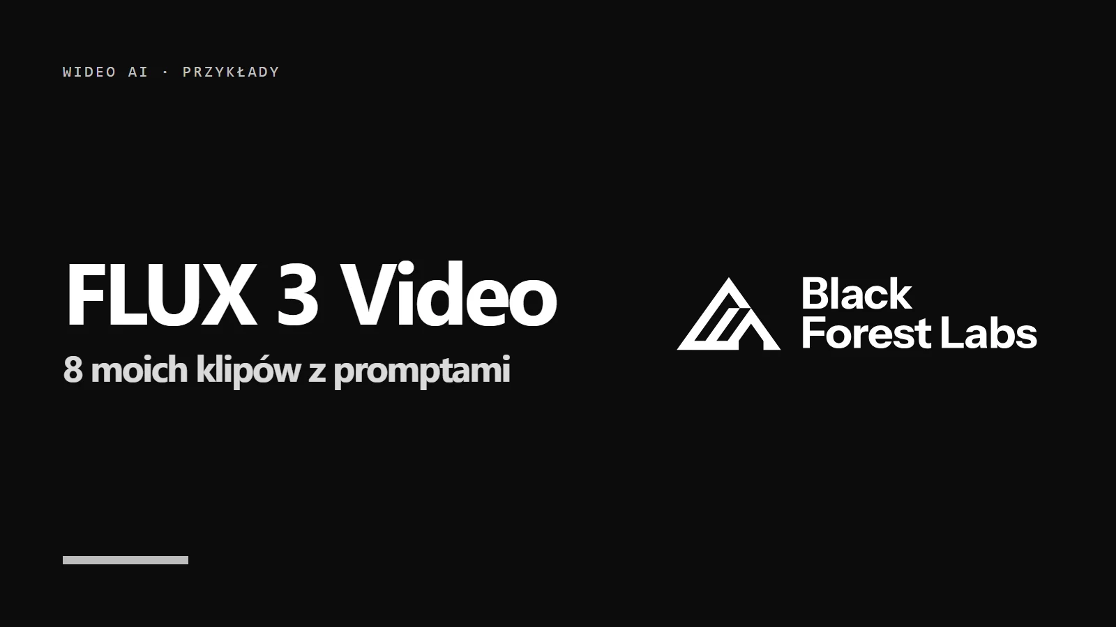 Logo Black Forest Labs i napis FLUX 3 Video - 8 klipów z promptami