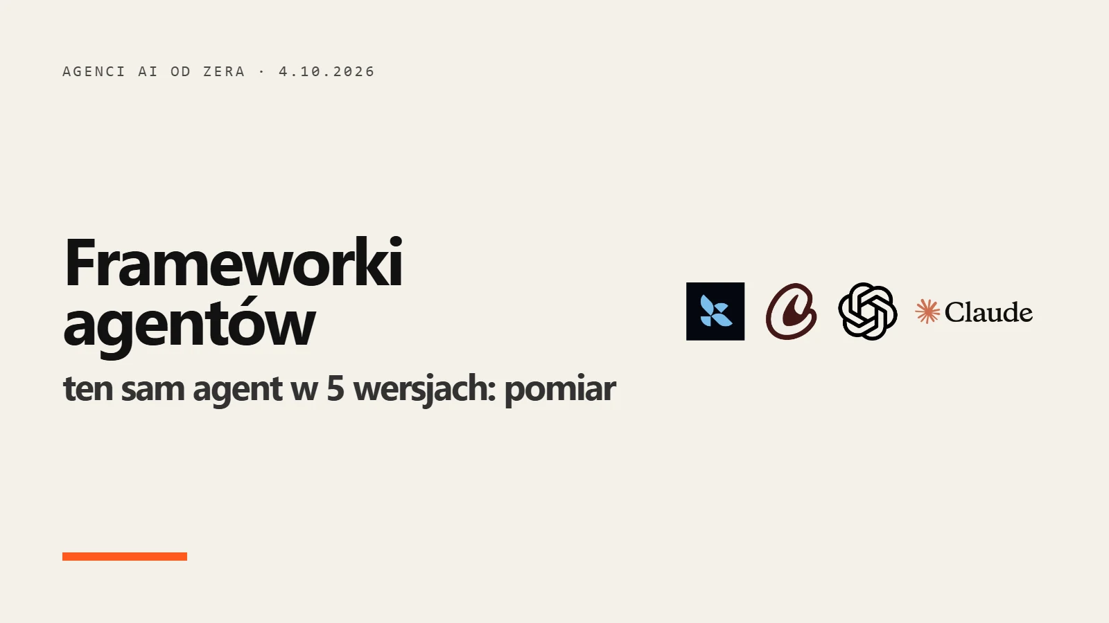 Logo LangChain, CrewAI, OpenAI i Claude - porównanie frameworków agentów AI