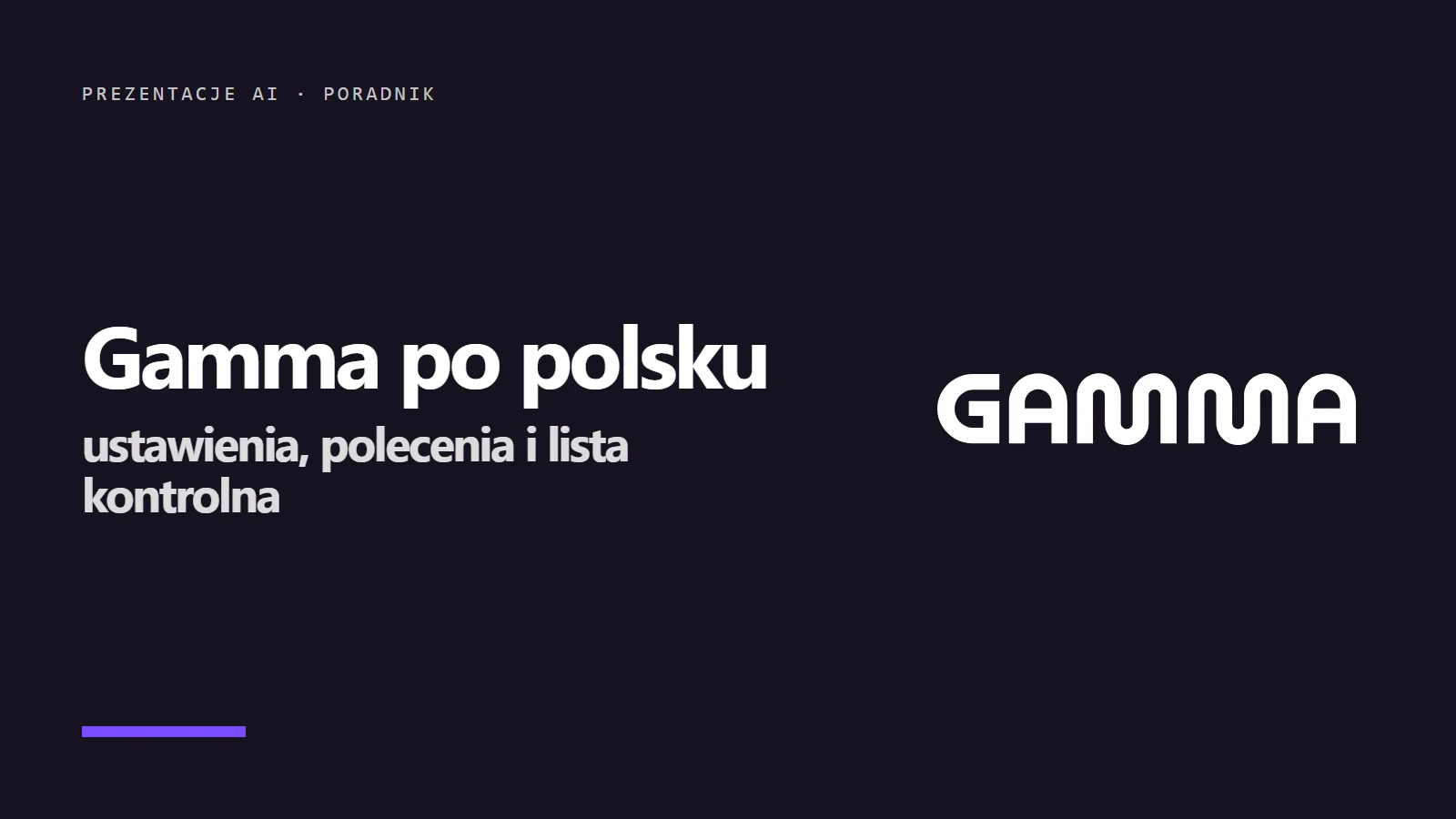 Logo Gamma i napis Gamma po polsku - ustawienia i polecenia