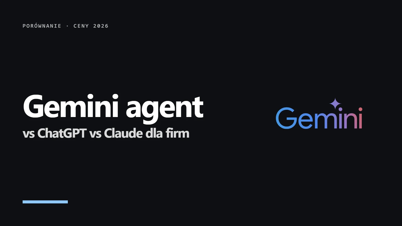 Logo Gemini i napis Gemini agent vs ChatGPT vs Claude dla firm