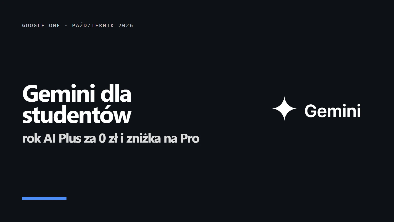 Logo Gemini i napis Gemini dla studentów - rok AI Plus za 0 zł i zniżka na Pro