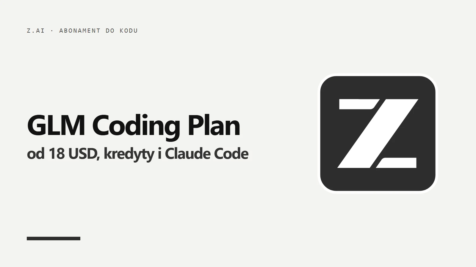 Logo Z.ai i napis GLM Coding Plan - abonament do programowania