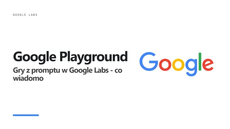 Logo Google i napis Google Playground - gry z promptu w Google Labs