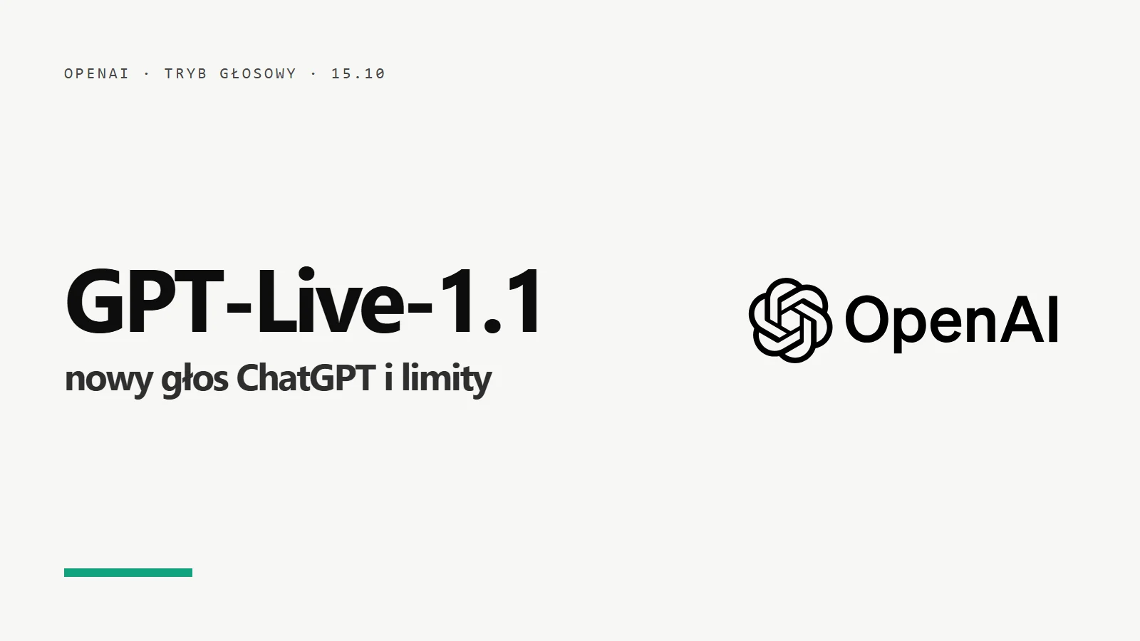 Logo i napis GPT-Live-1.1 - nowy głos ChatGPT i limity