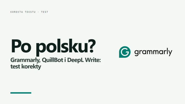 Logo Grammarly i pytanie Po polsku - test korekty polskiego tekstu