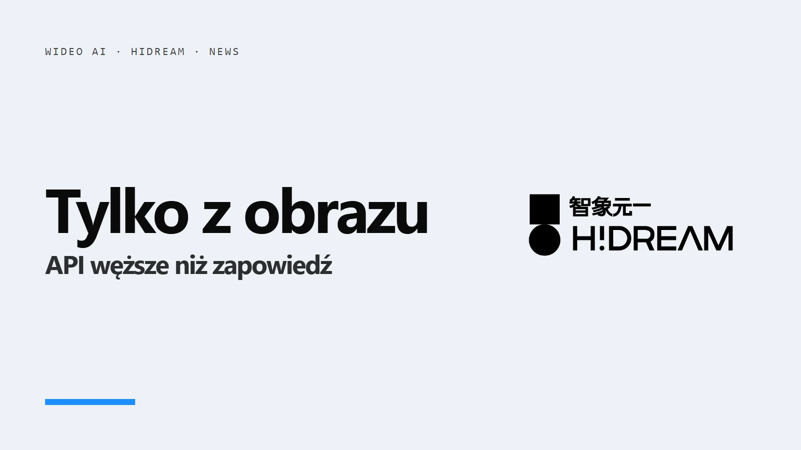 Logo HiDream i napis Tylko z obrazu - API HiDream-O1-Video węższe niż zapowiedź
