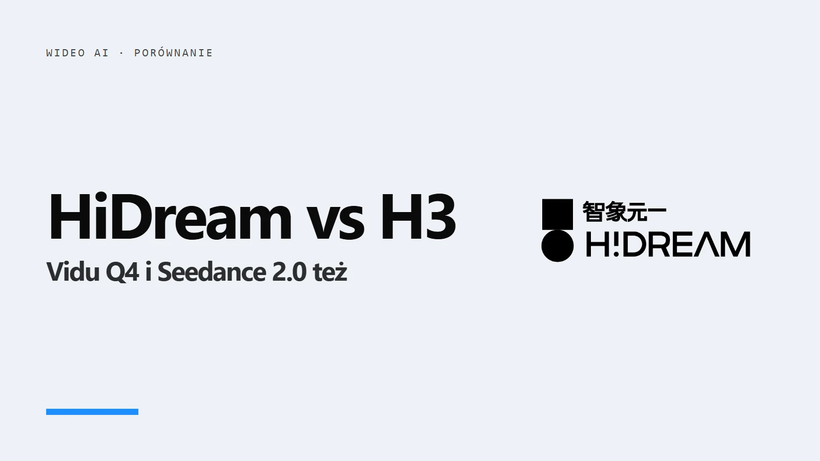 Logo HiDream i napis HiDream vs H3 - porównanie z Vidu Q4 i Seedance 2.0