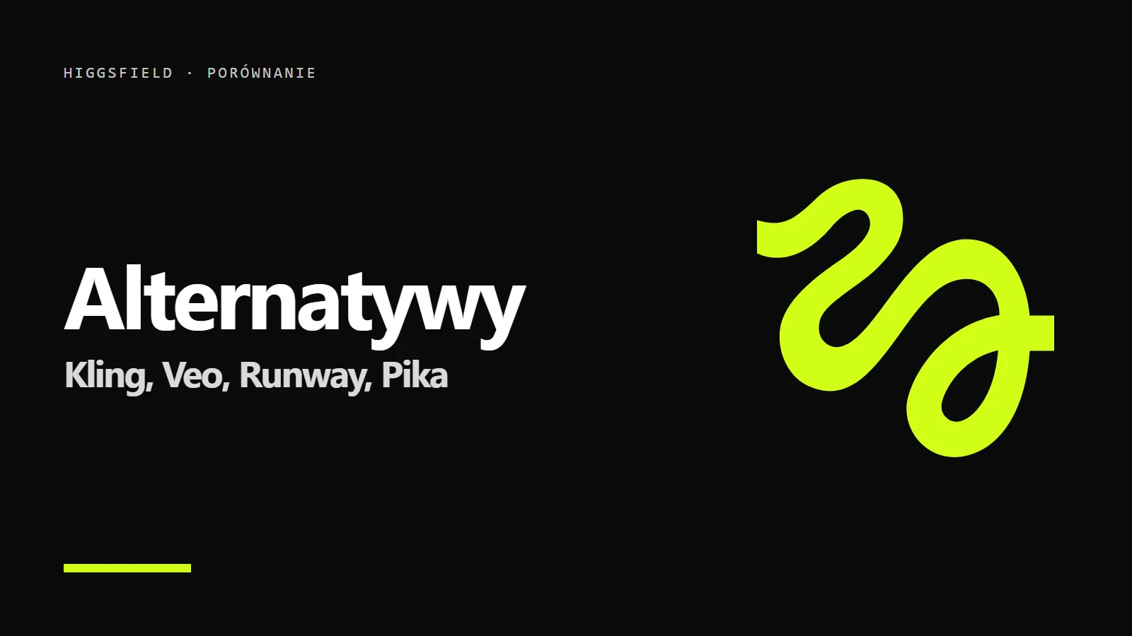 Logo Higgsfield na czarnym tle - Higgsfield alternatywa: Kling, Veo, Runway, Pika i inne - co wybrać