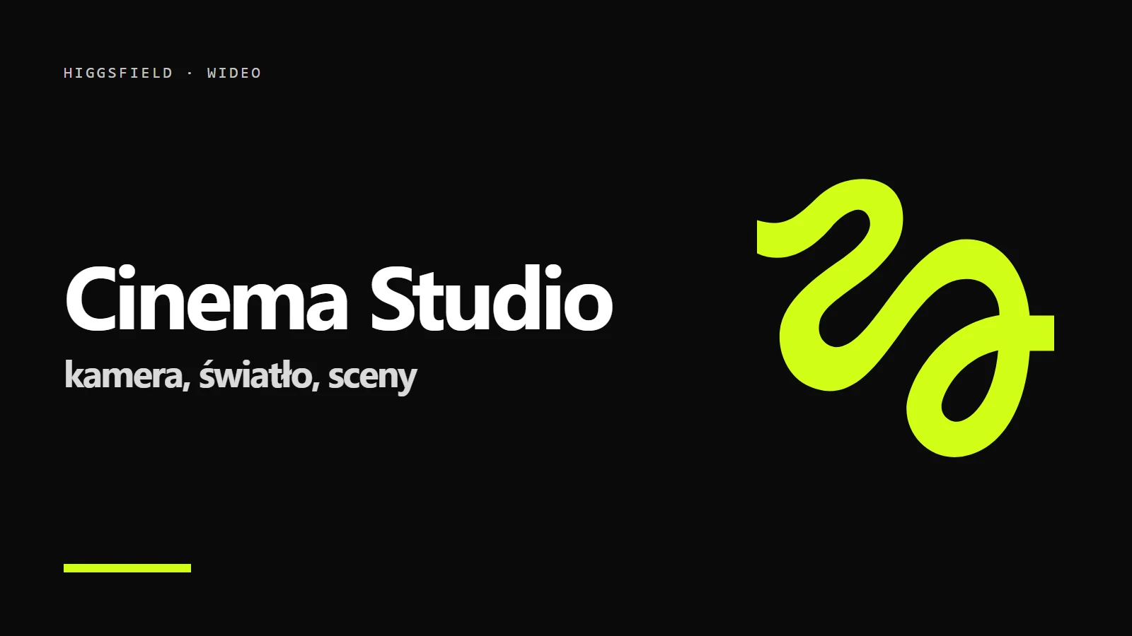 Logo Higgsfield na czarnym tle - Higgsfield Cinema Studio: kamera, światło i sceny