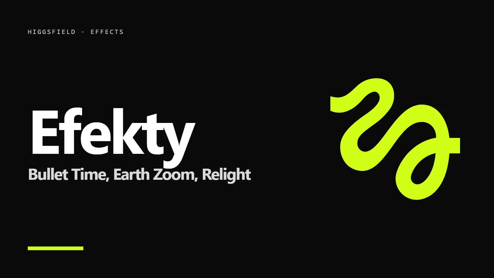 Logo Higgsfield na czarnym tle - Higgsfield efekty (effects): Bullet Time, Earth Zoom, Relight i Angles