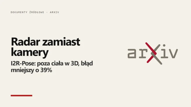 Logo arXiv i napis Radar zamiast kamery - I2R-Pose, poza ciała w 3D