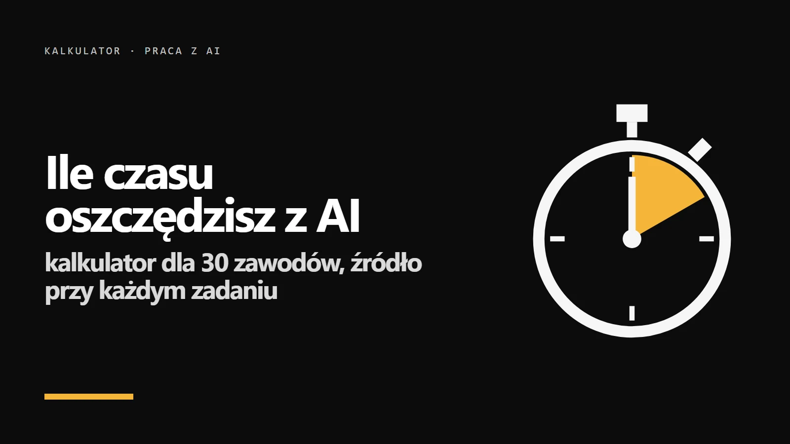 Stoper z zaznaczonym fragmentem tarczy - kalkulator oszczędności czasu z AI dla 30 zawodów