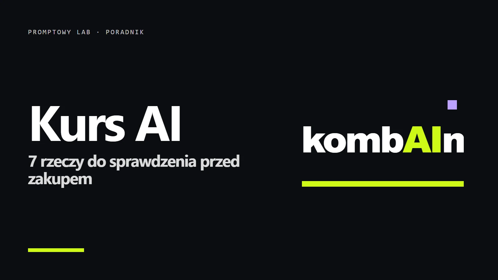 Logo kombAIn i napis Jak wybrać kurs AI - 7 rzeczy do sprawdzenia przed zakupem