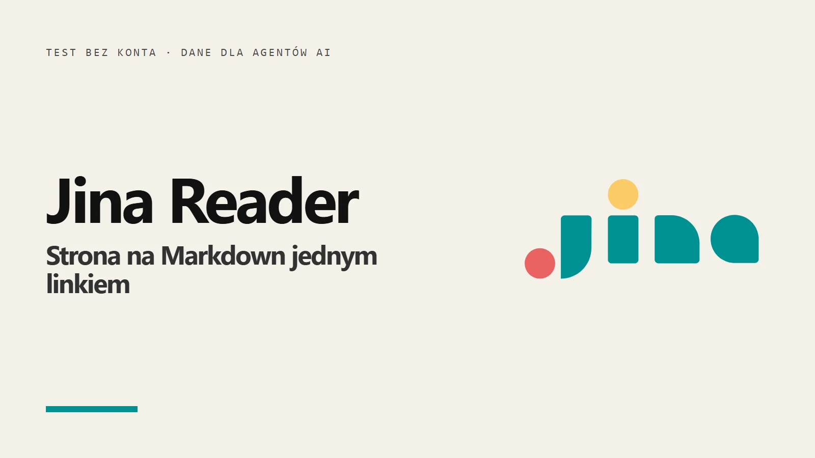 Logo Jina i napis Jina Reader - strona na Markdown jednym linkiem