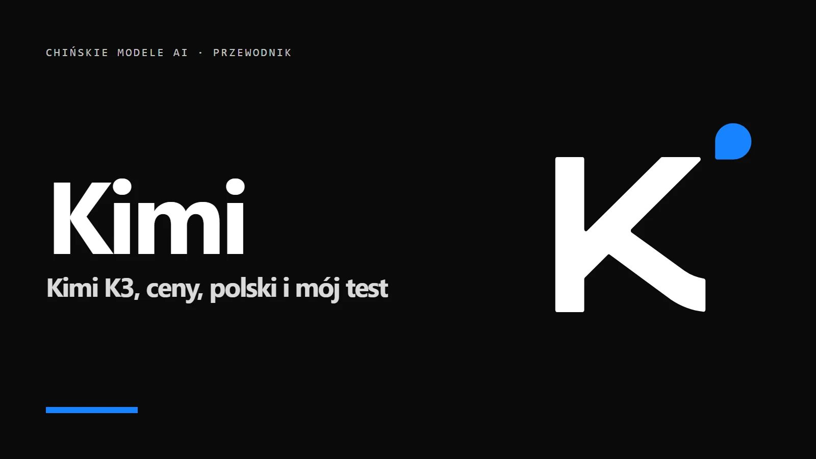 Logo Kimi od Moonshot AI na czarnym tle - przewodnik po Kimi K3