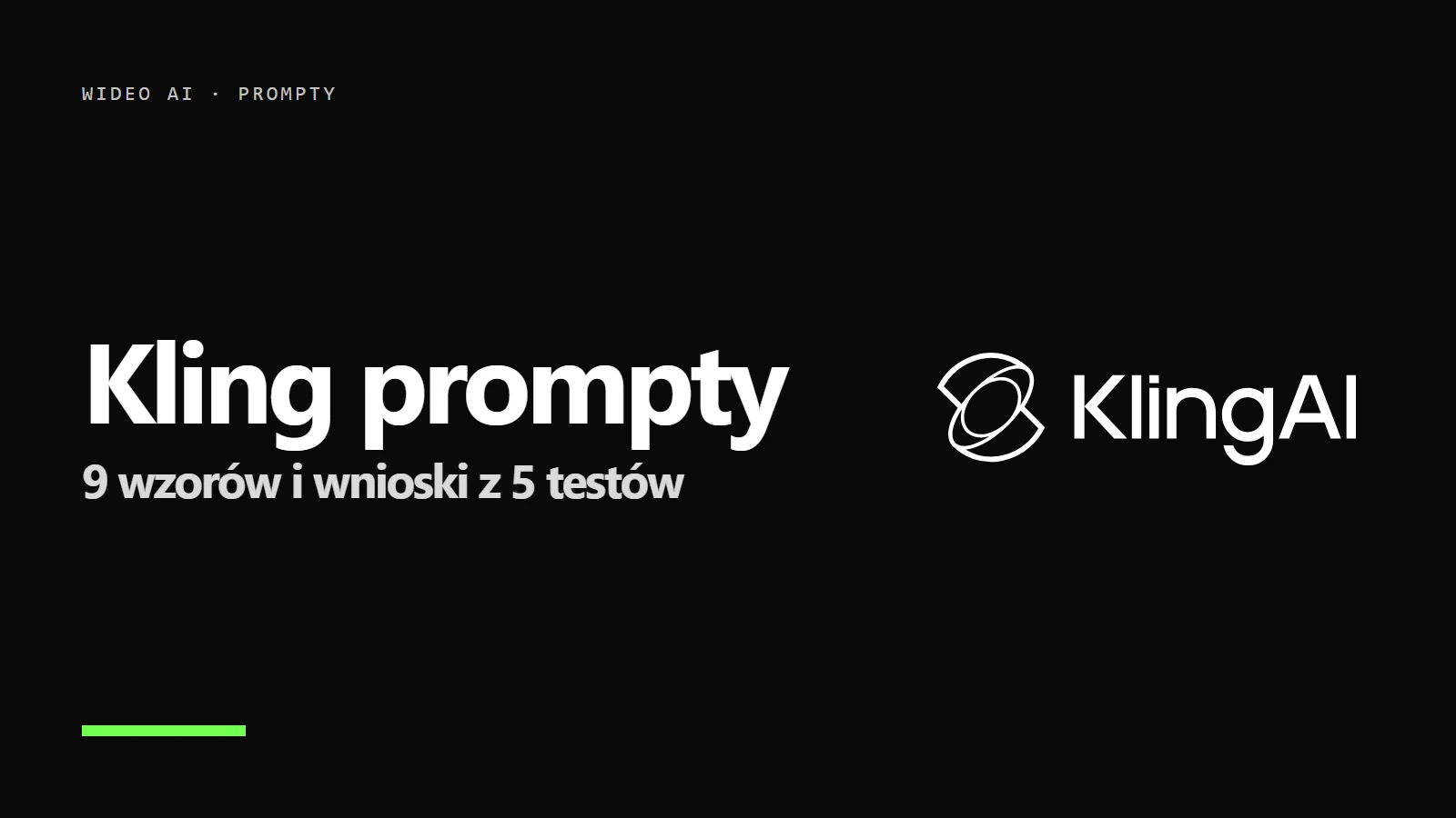 Logo Kling AI i napis Kling prompty - gotowe polecenia do wideo