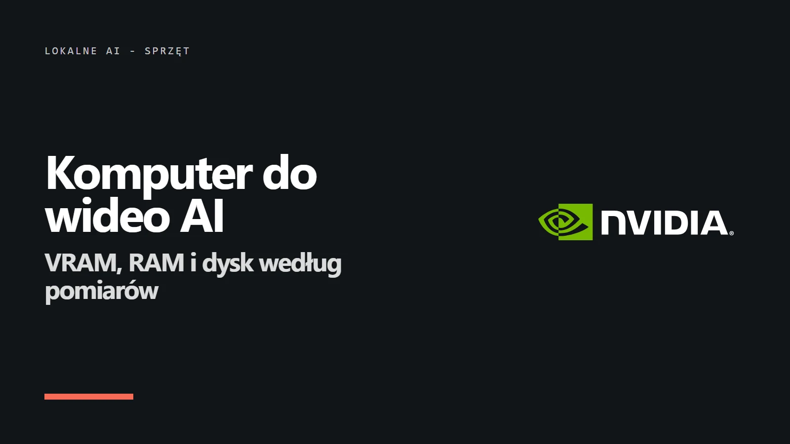 Napis Komputer do wideo AI - VRAM, RAM i dysk według pomiarów