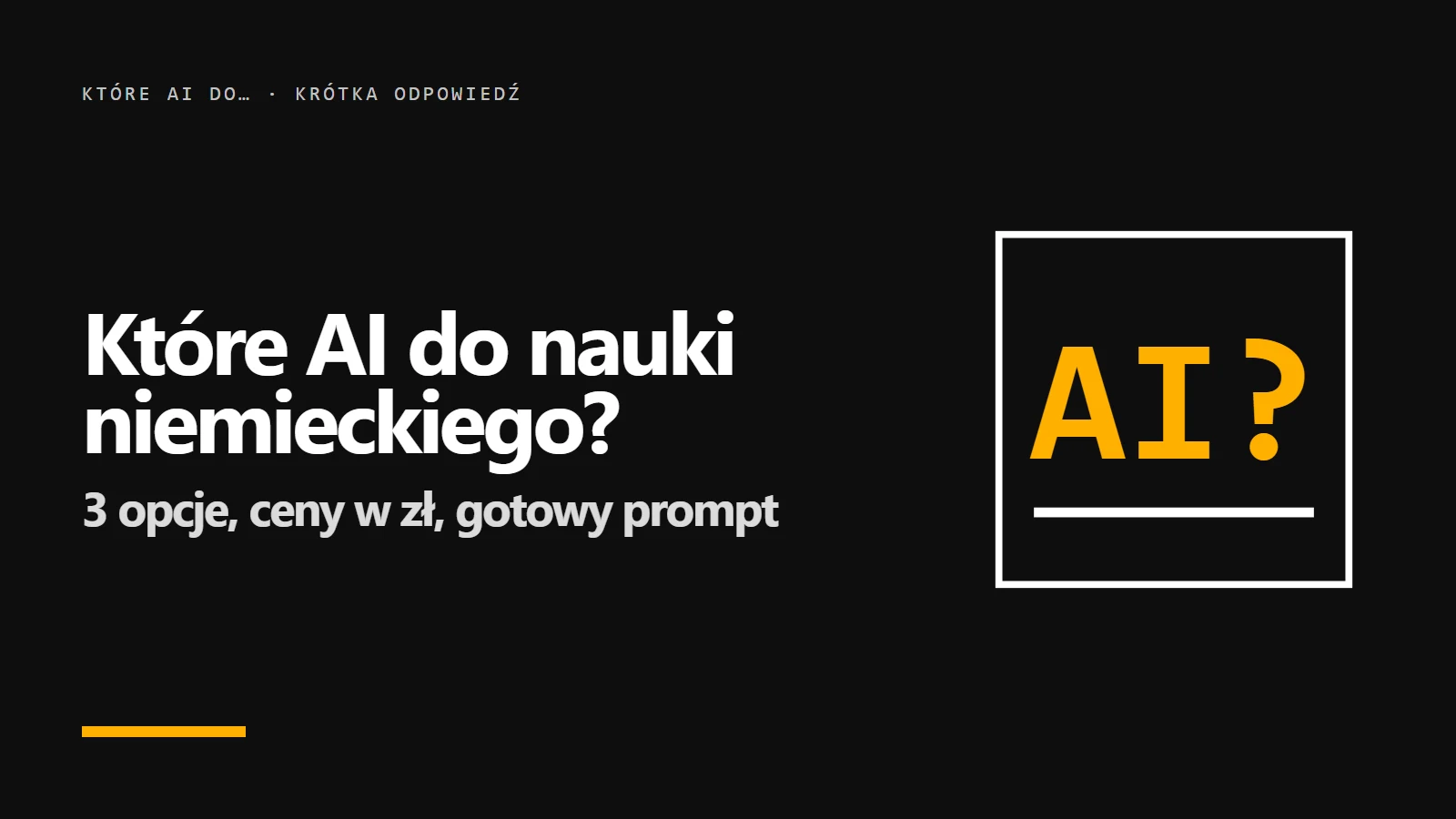 Które AI do nauki niemieckiego? Okładka krótkiej odpowiedzi z serii promptowy.com