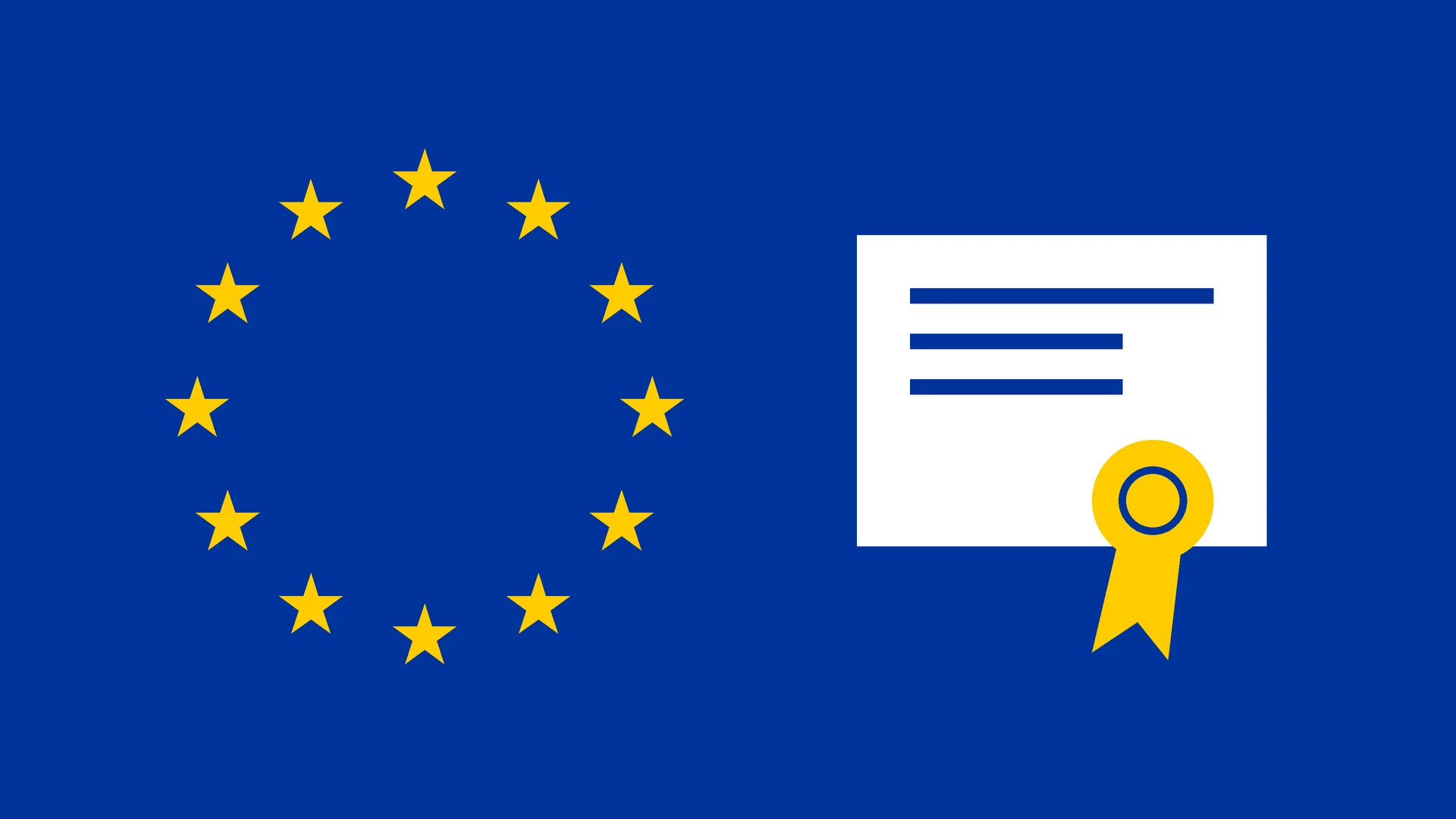 Krąg gwiazd UE i dokument z pieczęcią - kurs AI z certyfikatem a AI Act