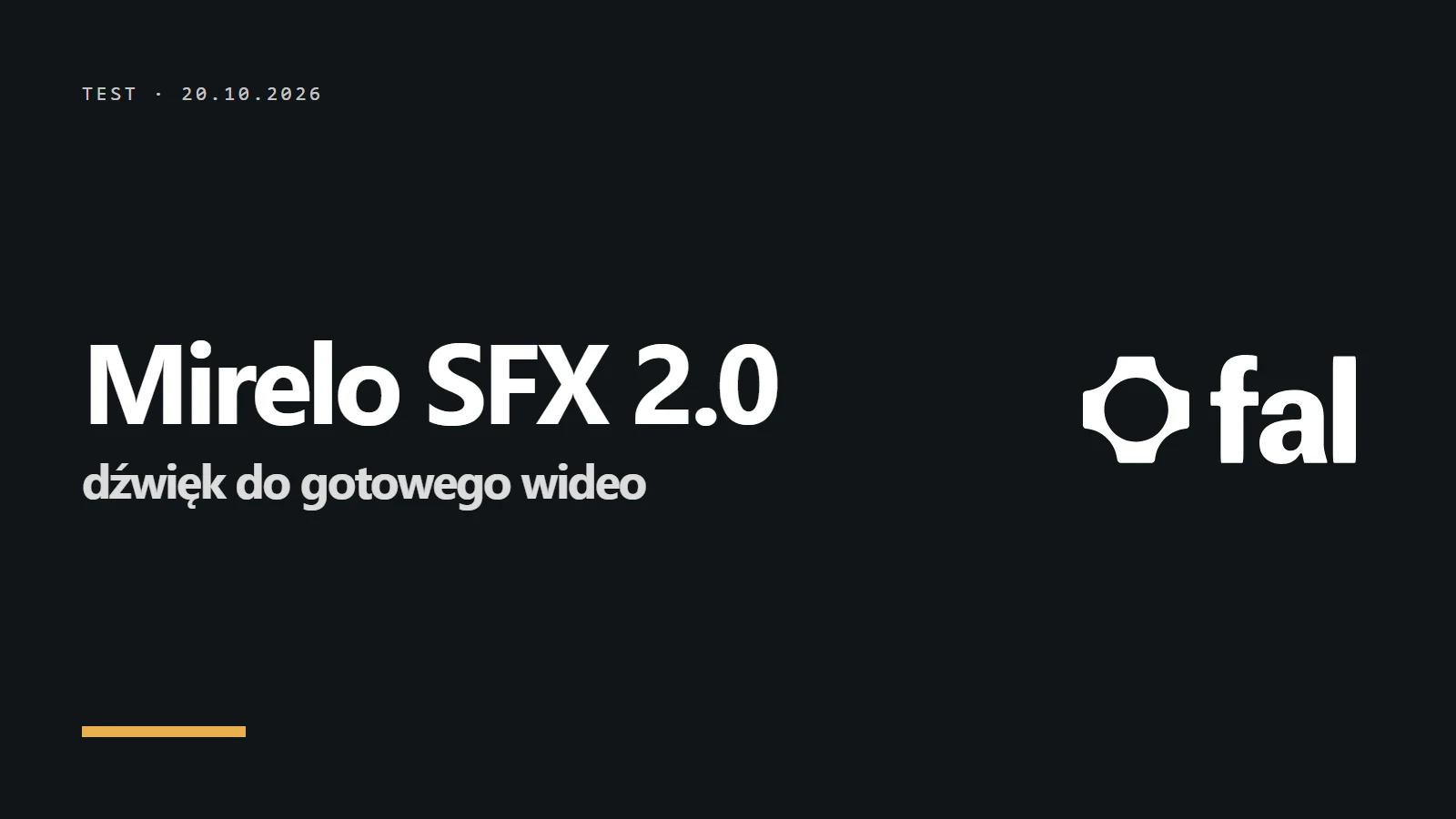 Logo i napis Mirelo SFX 2.0 - dźwięk do gotowego wideo
