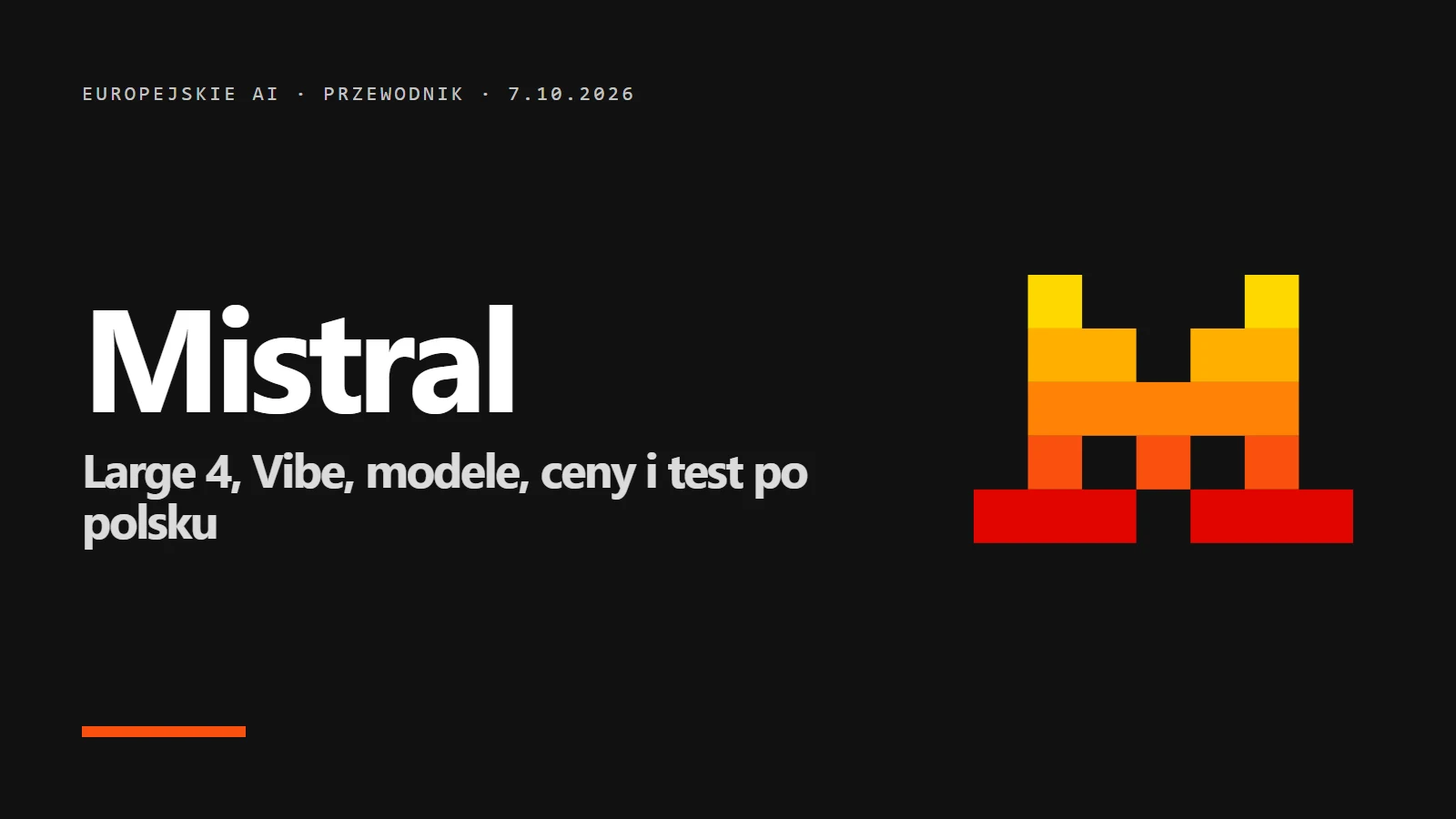 Logo Mistral AI - przewodnik: Large 4, Vibe, modele, ceny i test po polsku